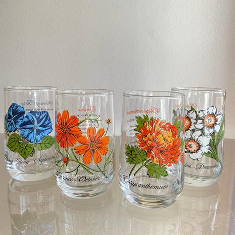Brockway Flower of the month glass（9.10.11.12）