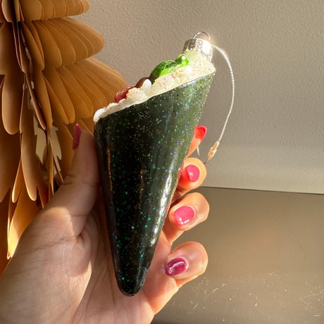 Sushi roll glass ornament USA
