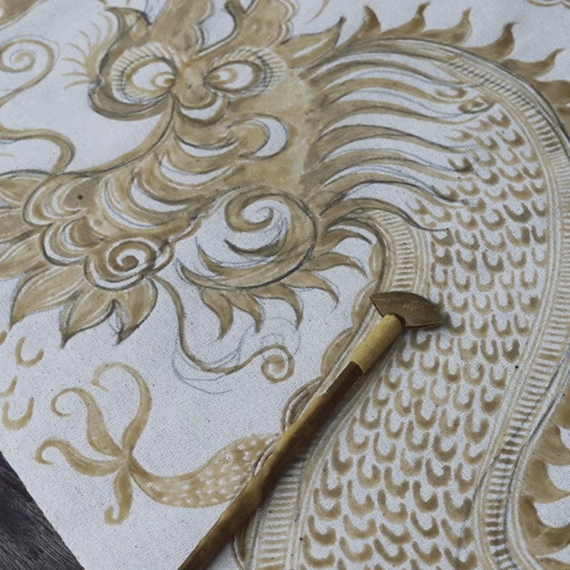 手作り 龍鳳呈祥テーブルクロス 苗族ろうけつ染め藍染 | RAKUSU ART