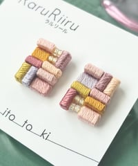 【春】お祭り　淡い　ピンク　紫　黄　橙色　ピアス/イヤリング