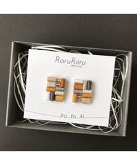 黄 灰 白色 ピアス/イヤリング