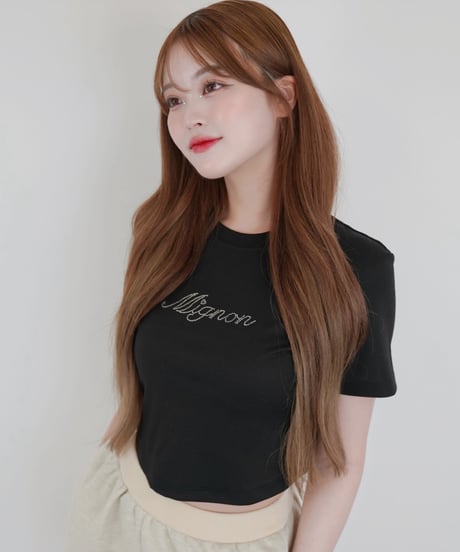【BLACK】LINESTONE T-SHIRT