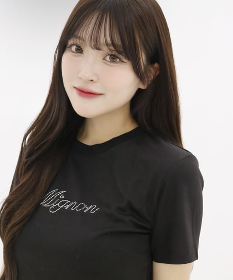 【BLACK】LINESTONE T-SHIRT