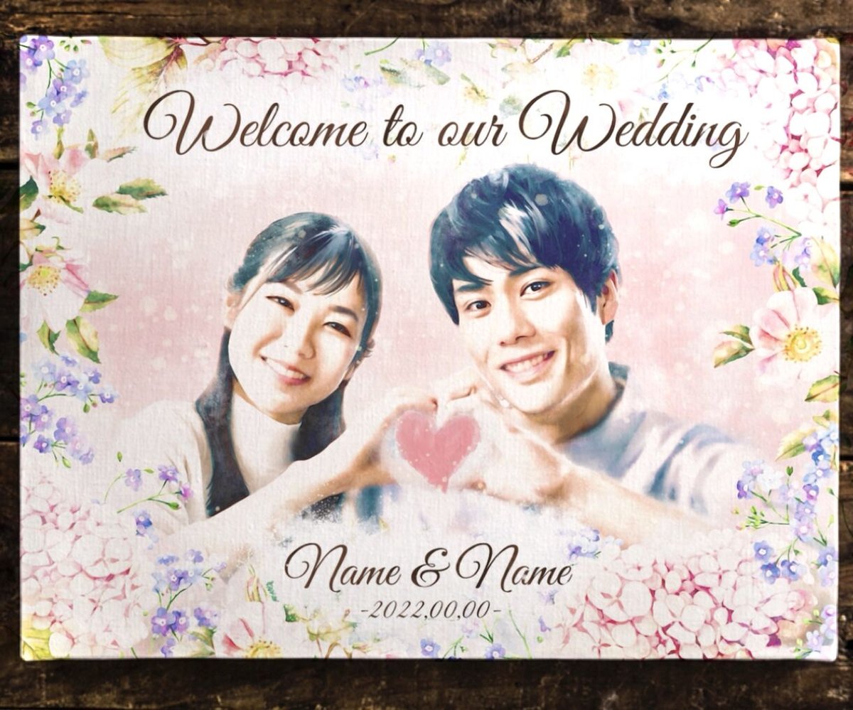 前撮り ウェルカムボード ウェルカムアート 誕生日 似顔絵 結婚式  12 大切な友達の結婚式にウェルカムボードを描きました。 HAPPY