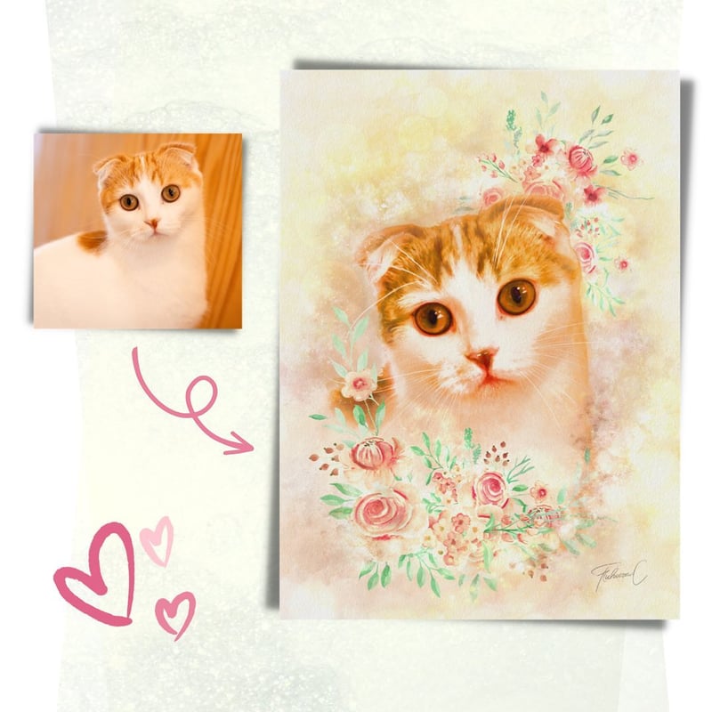 オーダーメイド】似顔絵 ペット リアルポートレイト