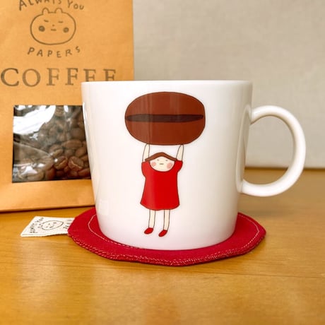 マグカップ - コーヒー豆と女の子