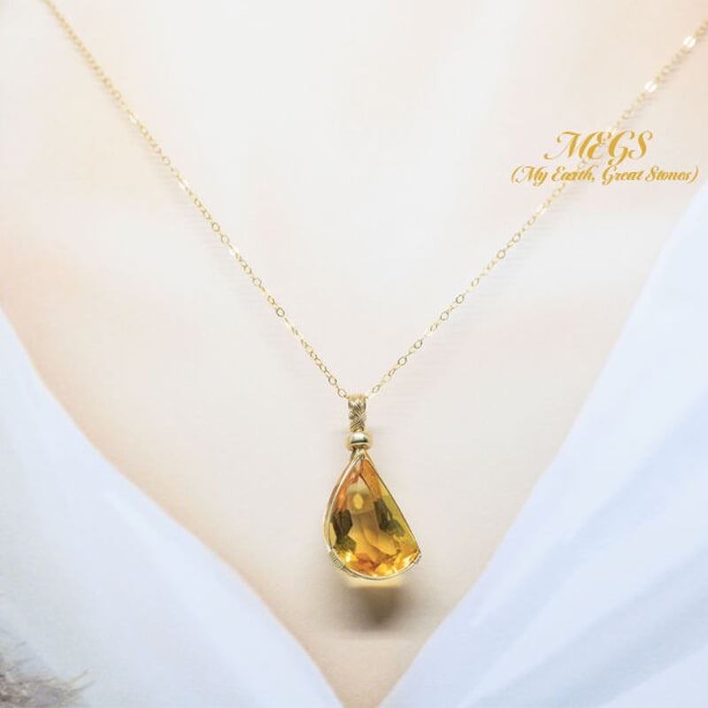 女神巻き®】シトリン ～煌めき ワイヤーアートペンダントトップ | MEGS