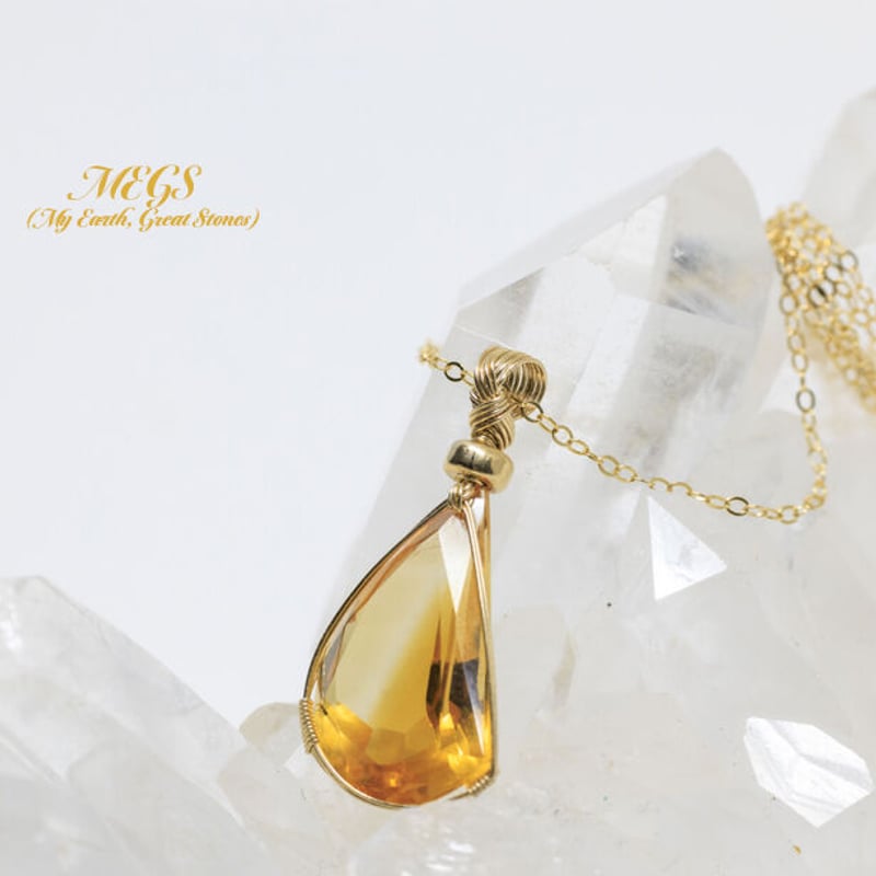 女神巻き®】シトリン ～煌めき ワイヤーアートペンダントトップ