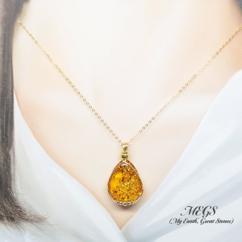 女神巻き®】バルティックアンバー ～光輝 ワイヤーアート