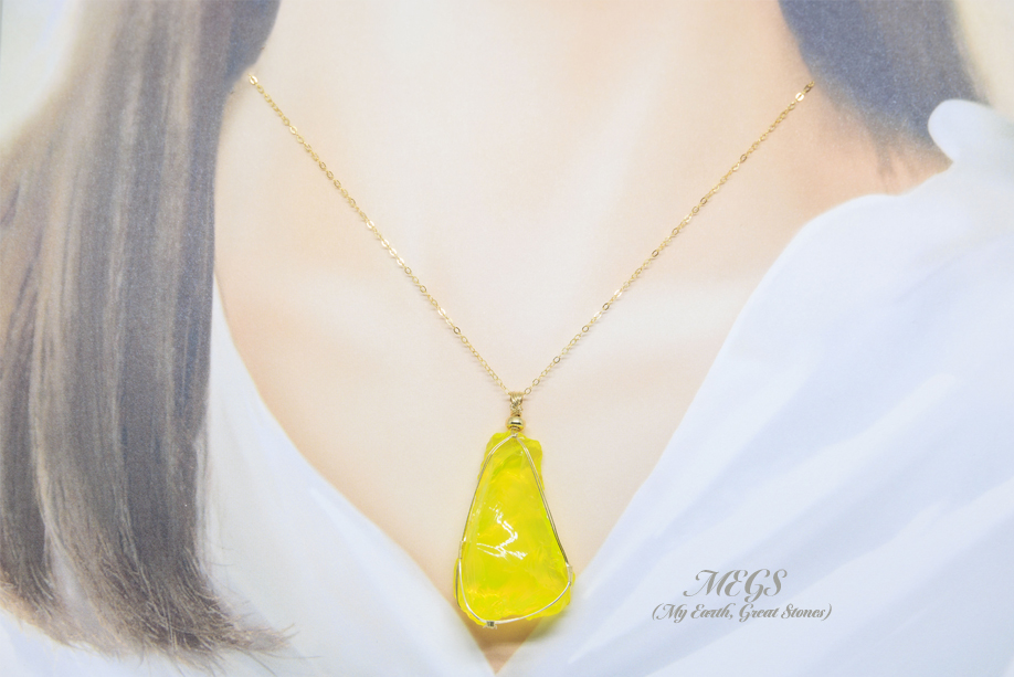 アンダラクリスタルワイヤージュエリーネックレス✧セレスチャルイエロー✧ペンダント アンダラクリスタルのワイヤージュエリーネックレス✧イエロー