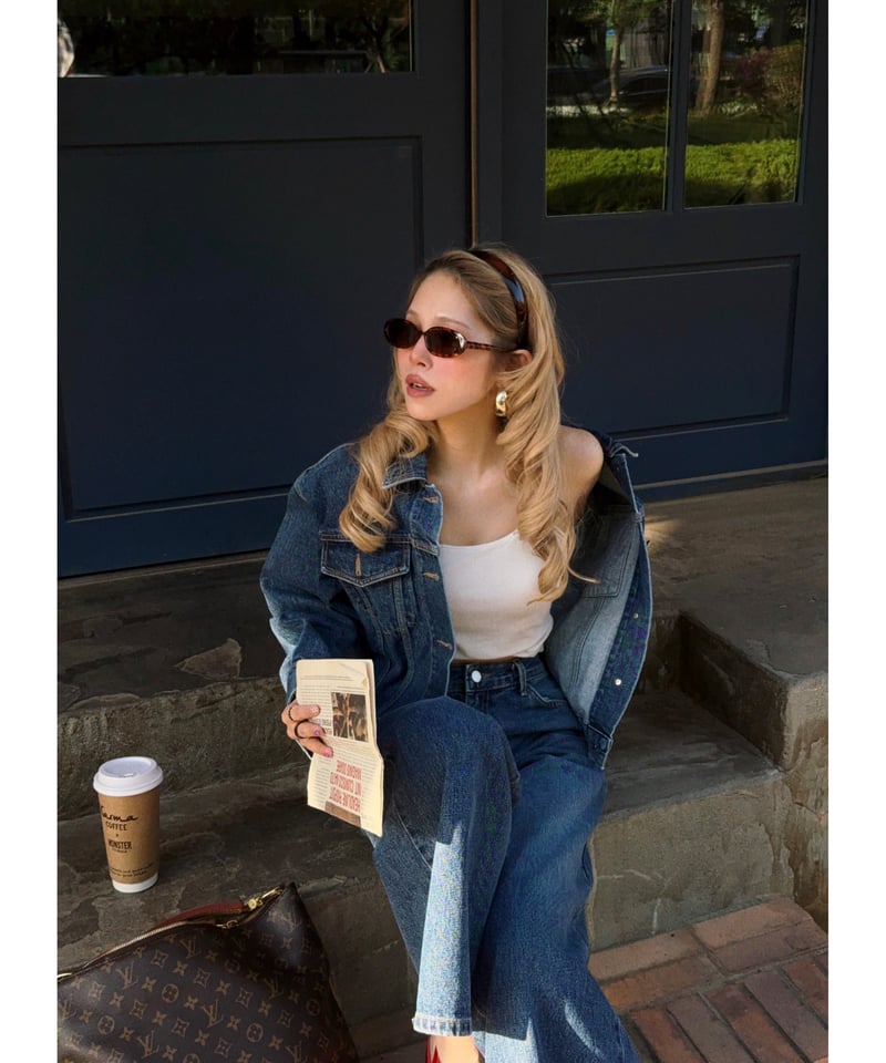 girls happy list denim jacket / vintage wash bl