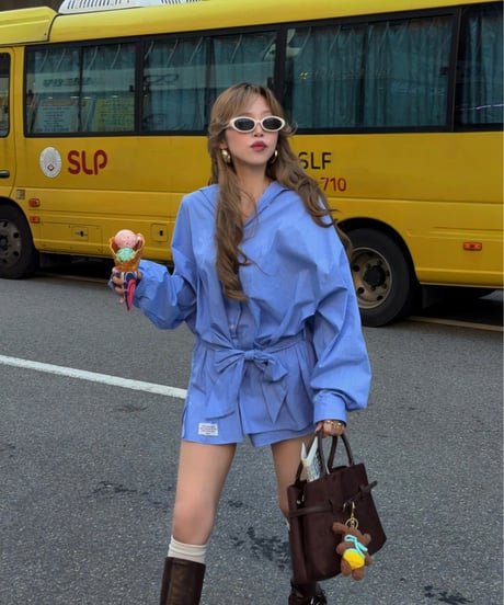 city striped shirt set-up / blue