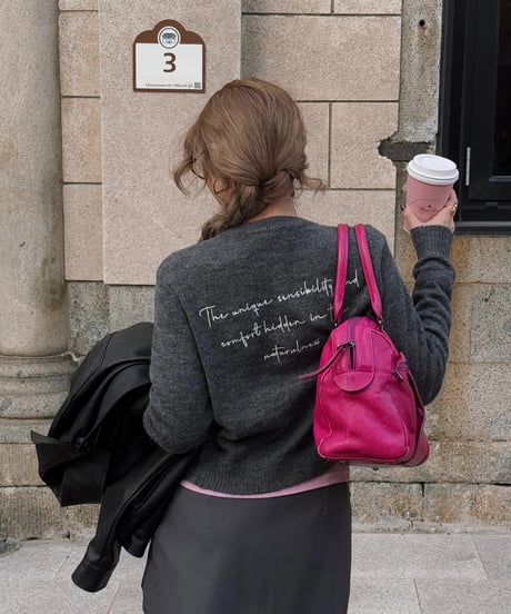 lettering mohair cardigan / charcoal