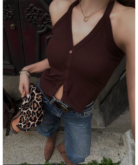 V-neck halter cami /brown