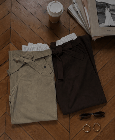 【予約】layered cotton cozy pants / beige