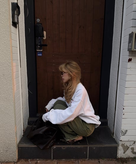 【7/14再入荷】 barrel leg wide denim / khaki