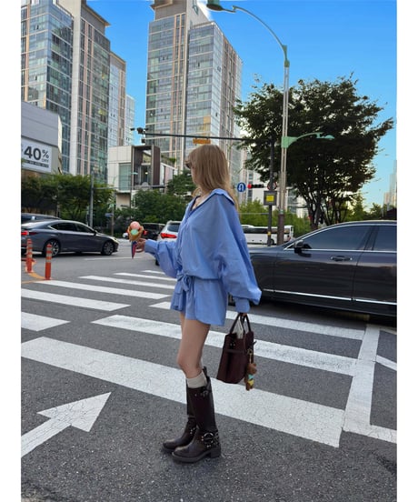 city striped shirt set-up / blue