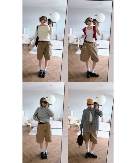 cargo wide half pants