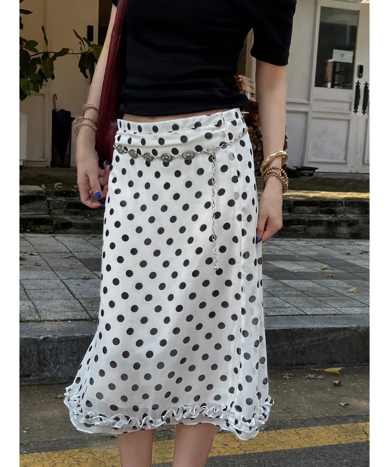 romantic dot frill skirt | Nalm.