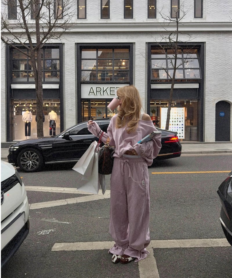 drawstring sweat set-up / sakura pink | Nalm.