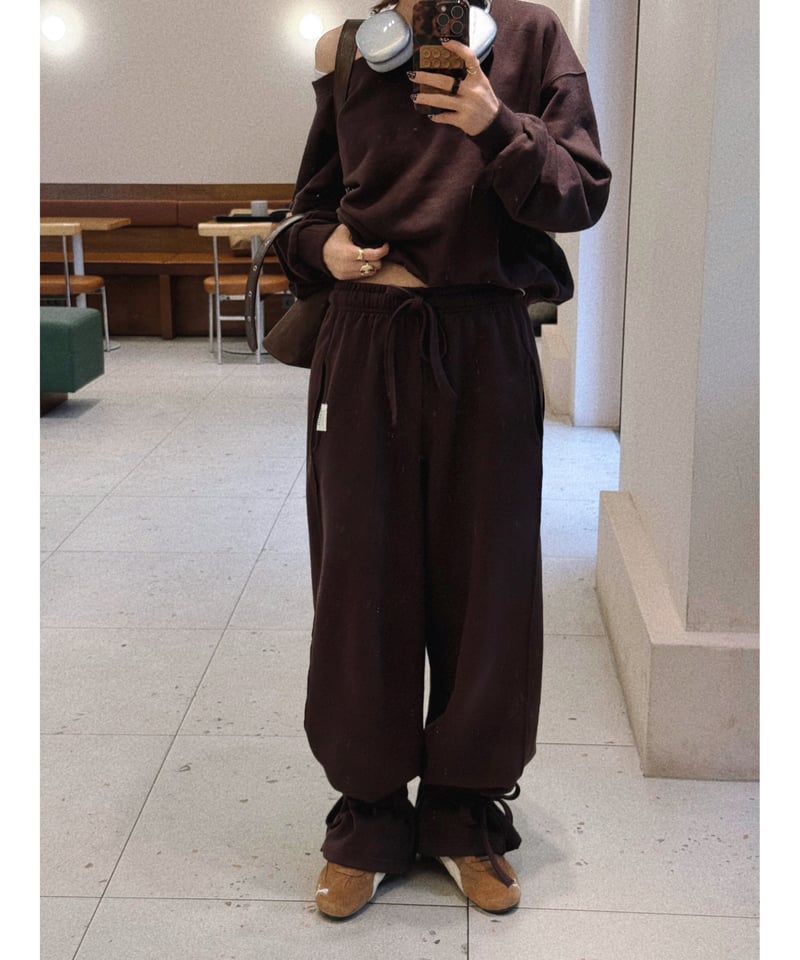 トップス drawstring sweat set-up / brown pre再入荷】drawstring sweat set-up / brown | Nalm.