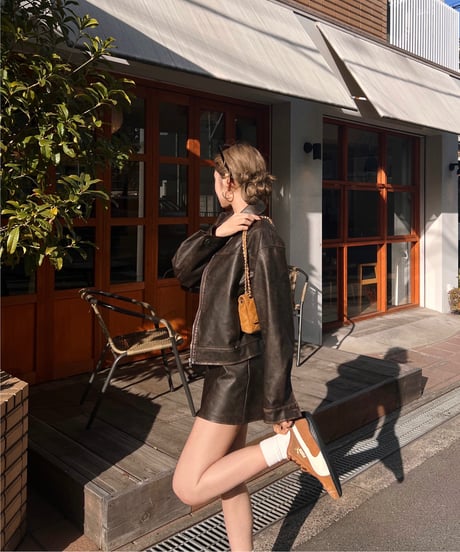 vintage leather skirt/dark brown