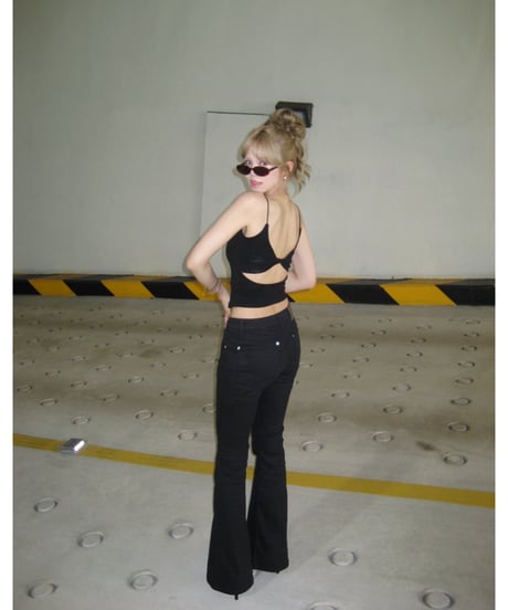 open-back cami top /black