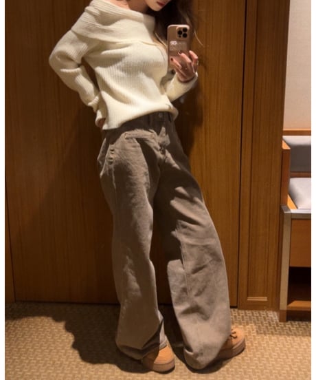 brown wide denim