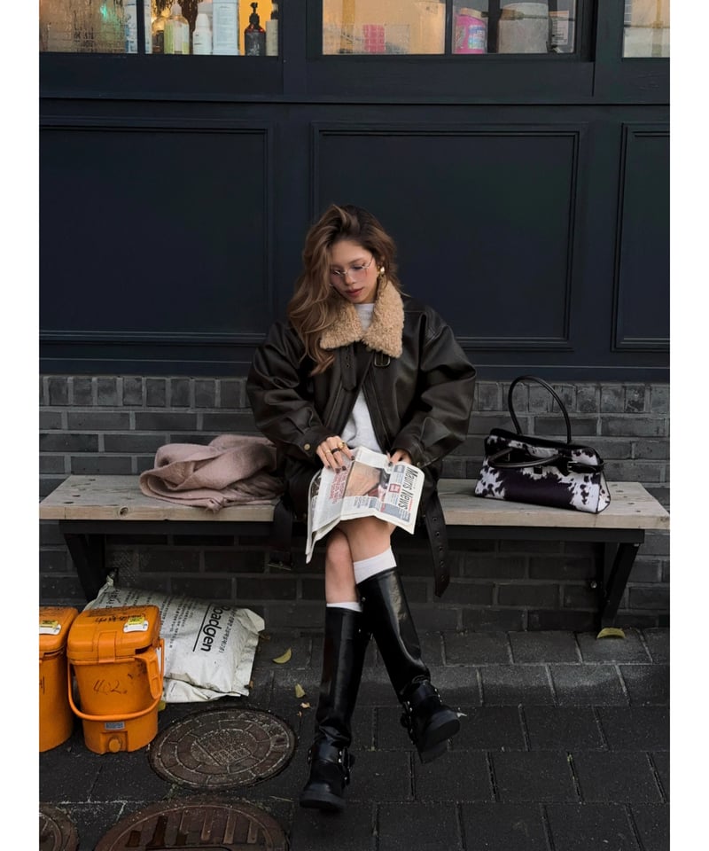 2月上旬再入荷】Nalm. vintage leather jacket / dark br