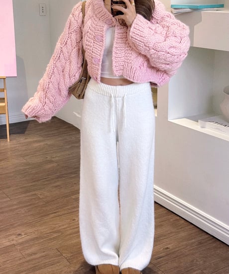 marshmallow knit set up / white