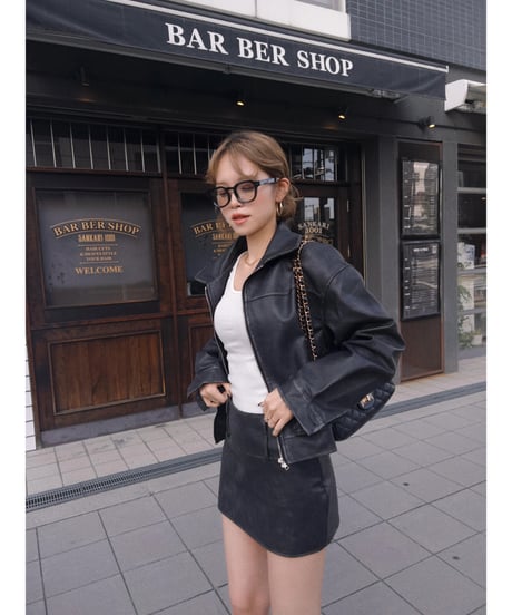 vintage leather skirt/charcoal black