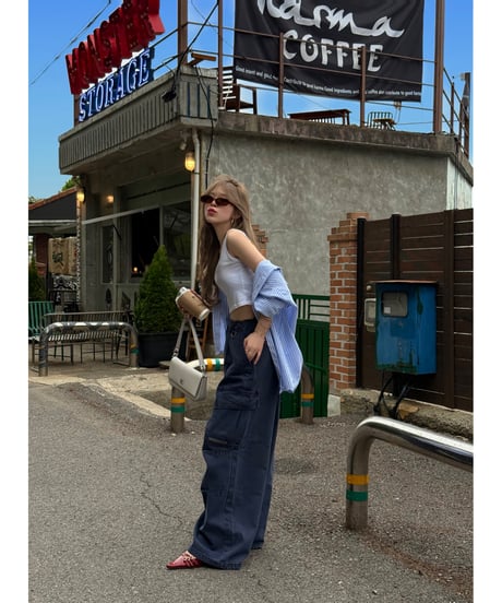 volu over cargo pants /navy