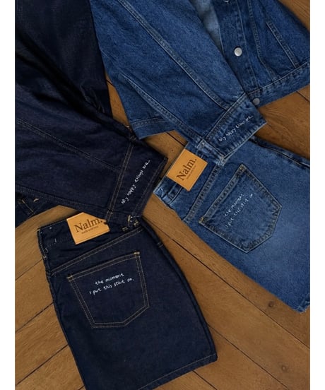 girls happy denim skirt  / deep indigo