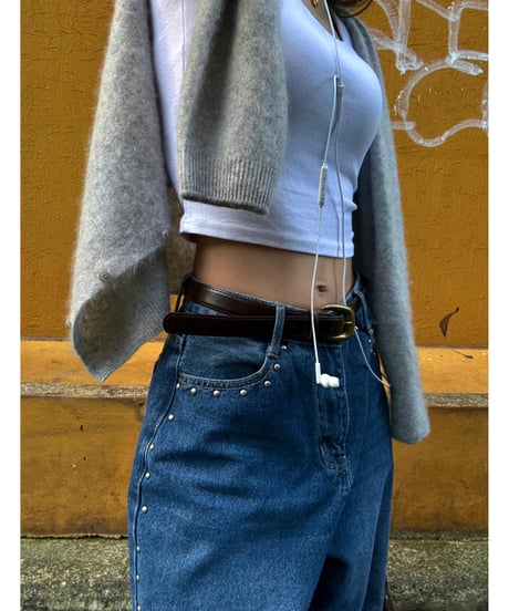 【7/14再入荷】 studded loose denim