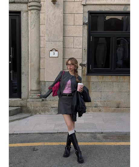 lettering mohair cardigan / charcoal