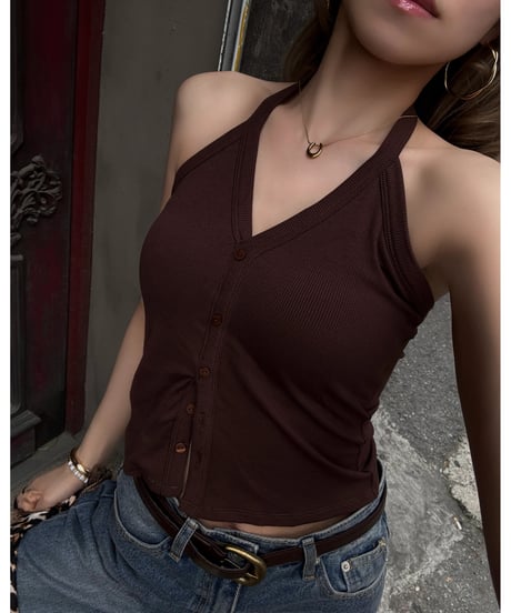 V-neck halter cami /brown