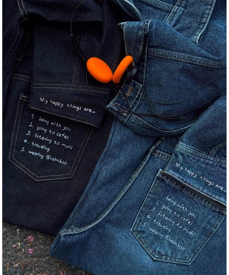 girls happy list denim jacket /  deep indigo