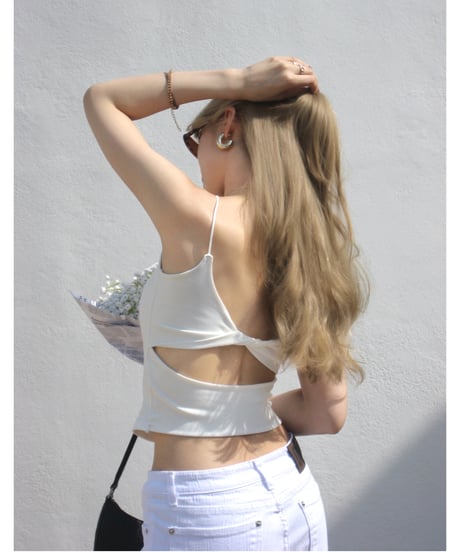 open-back cami top /white