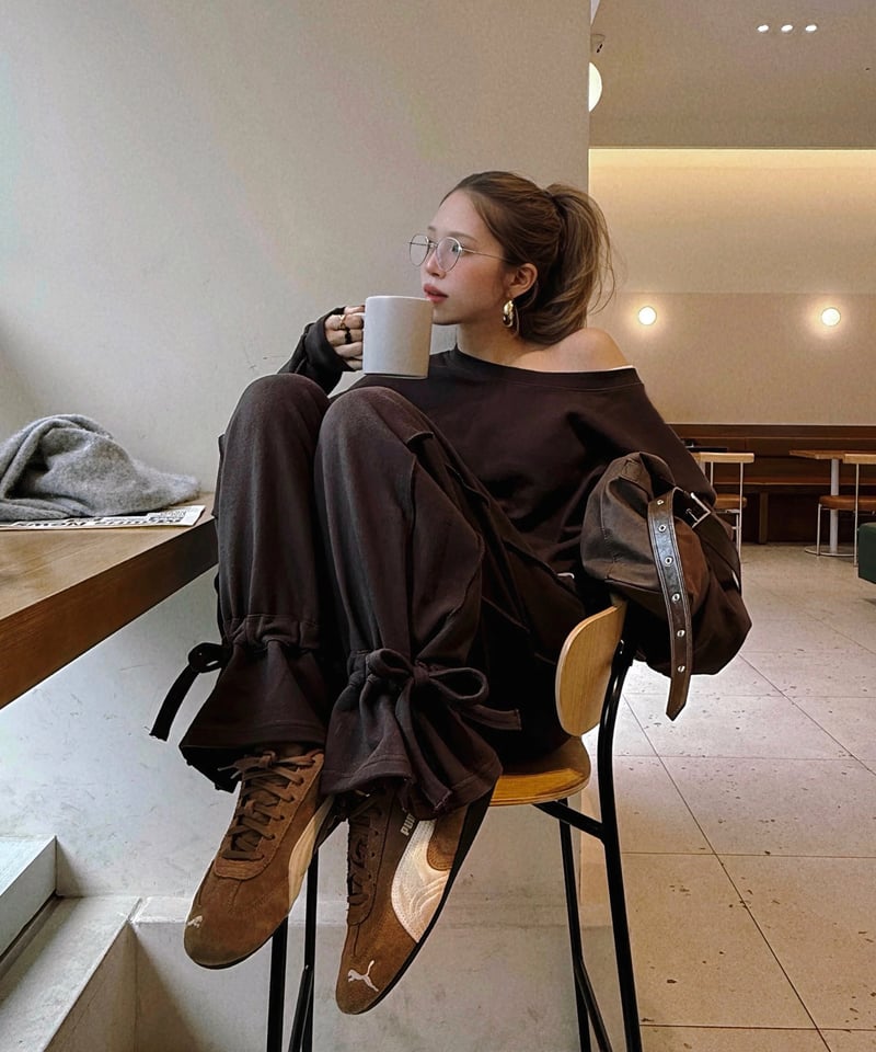 トップス drawstring sweat set-up / brown pre再入荷】drawstring sweat set-up / brown | Nalm.