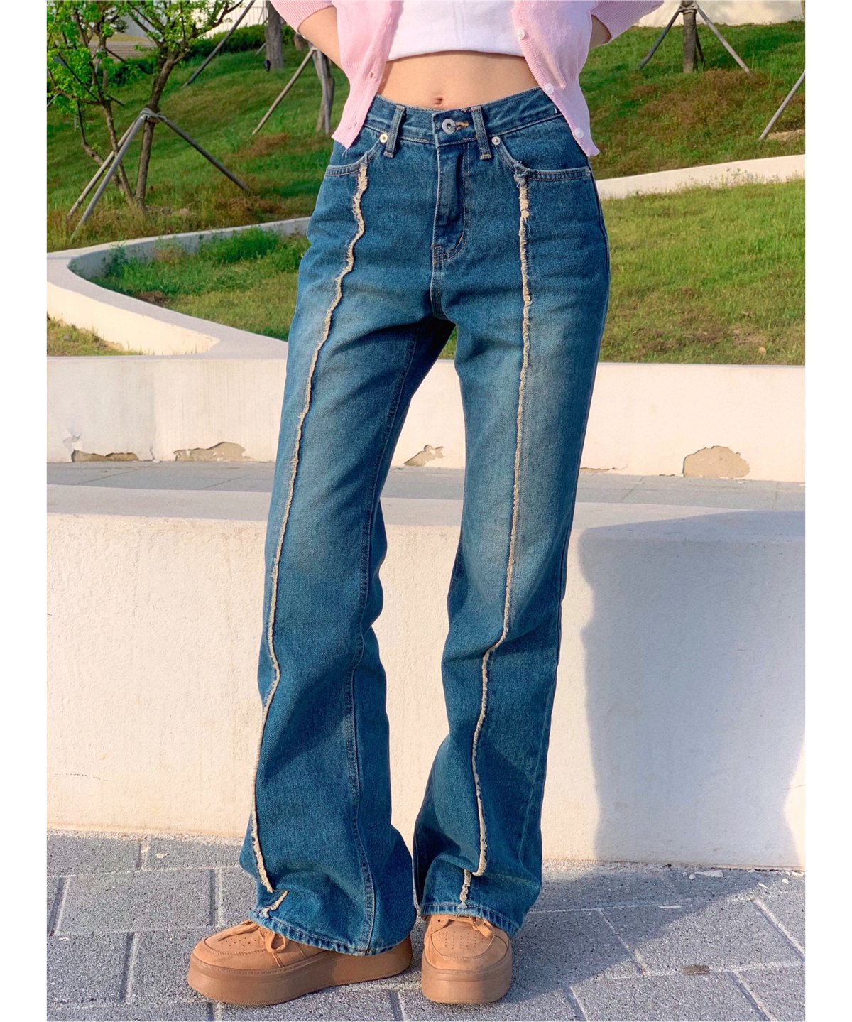 フリンジブーツカットデニム | Nalm 