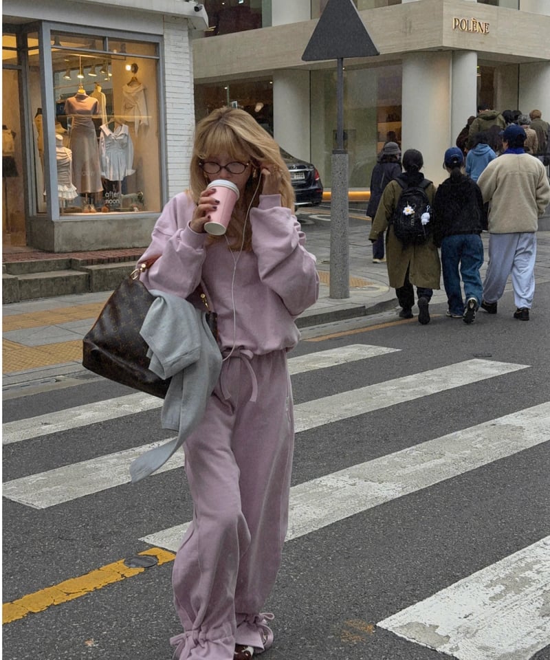 drawstring sweat set-up / sakura pink | Nalm.