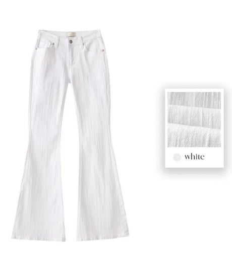 bootscut slim pants / white