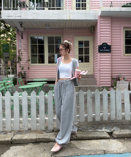 【Nalm.】belted sweat pants /gray