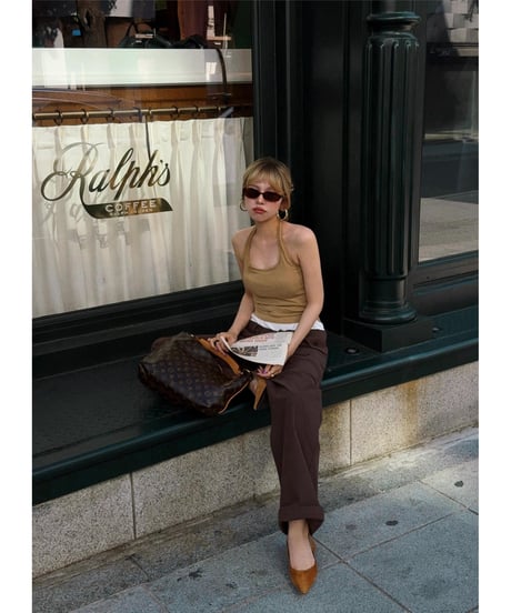 layered cotton cozy pants / brown