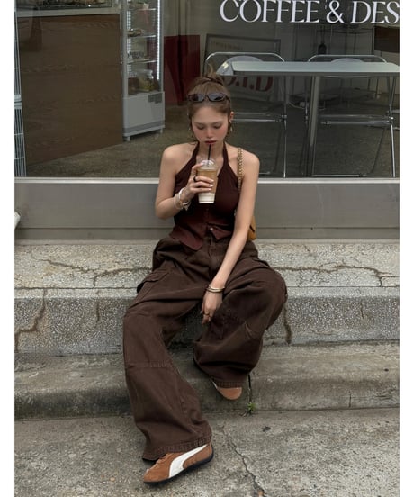 V-neck halter cami /brown