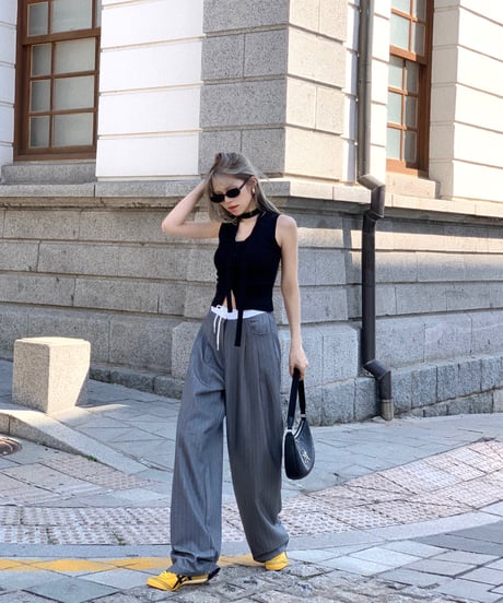 bicolor striped slacks