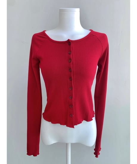 【再入荷】u-neck slim cardigan/red
