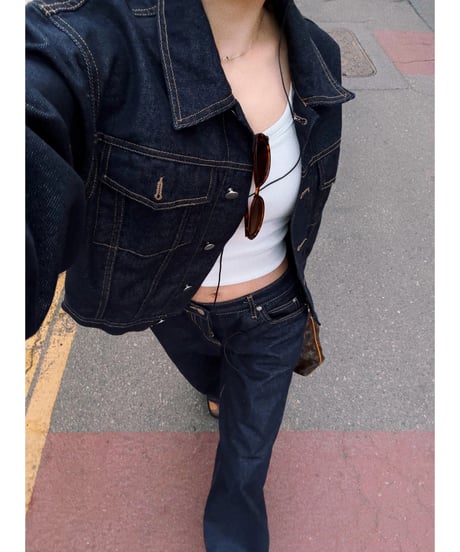 girls happy list denim jacket /  deep indigo