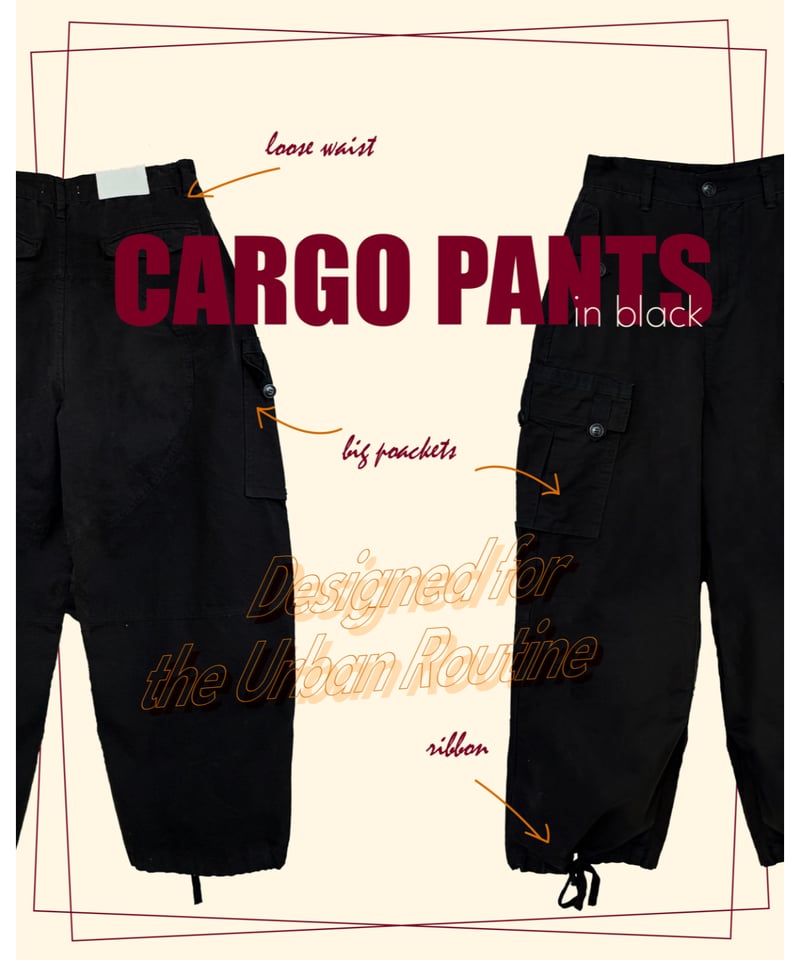 cotton wide cargo pants | Nalm.