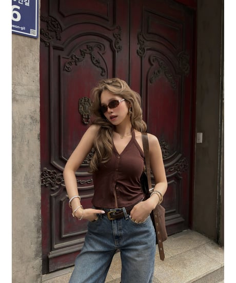 V-neck halter cami /brown